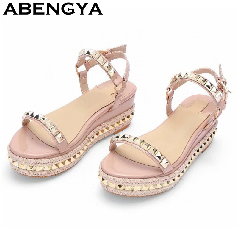 Leather Classic Strap - Sandal Hak Wedge Platform Sol Tebal