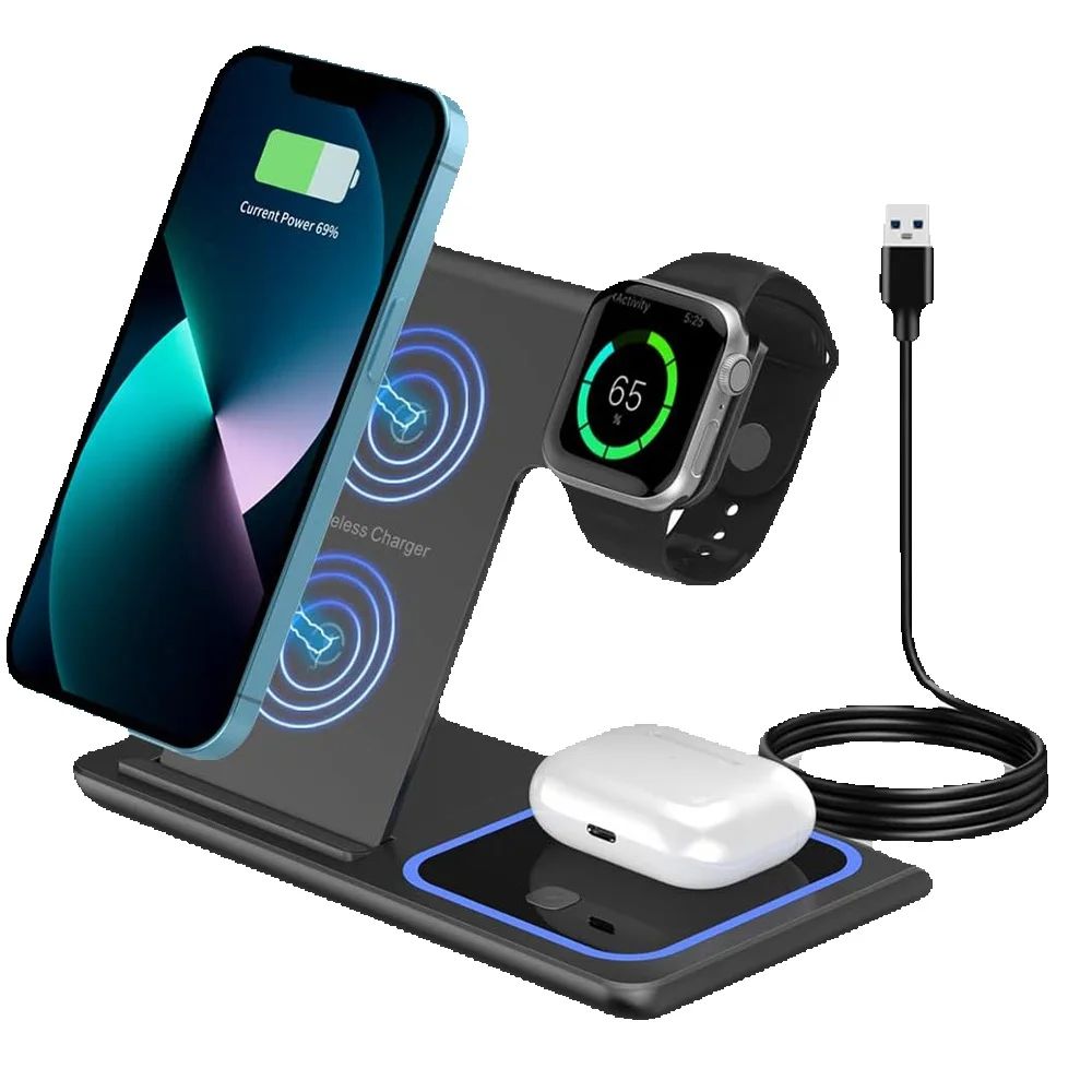 Smartwatch Ac - 15W 3 in 1 LED Pengisi
