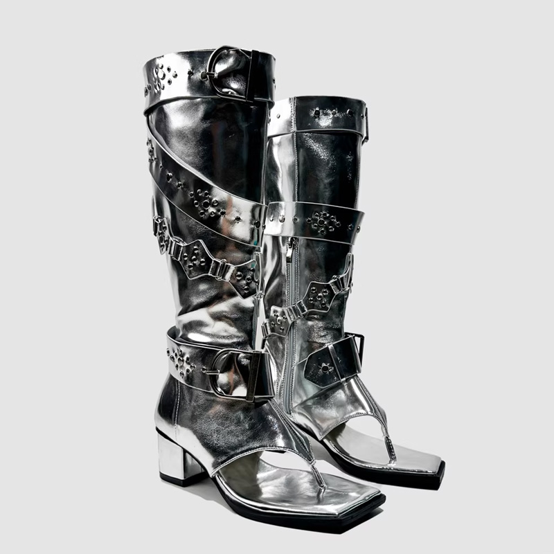 Sepatu Bot Hak Tinggi Model Pu - Leather Classic Strap ulasan dan harga